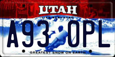UT license plate A930PL