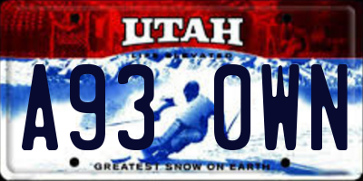 UT license plate A930WN