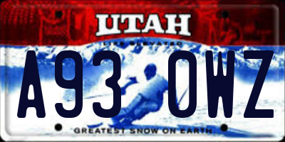 UT license plate A930WZ