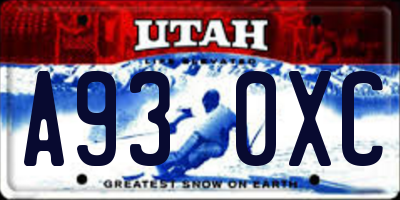 UT license plate A930XC