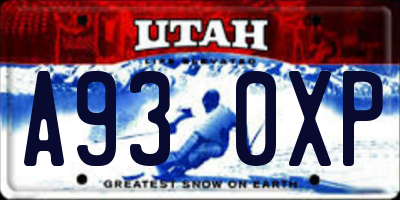UT license plate A930XP