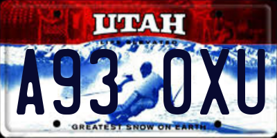 UT license plate A930XU