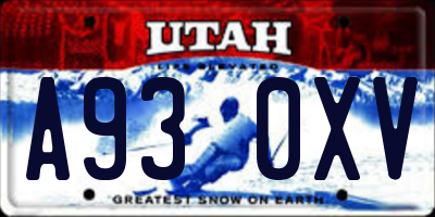 UT license plate A930XV