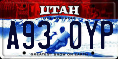 UT license plate A930YP