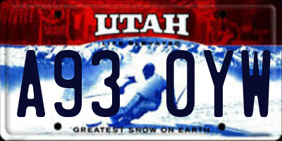 UT license plate A930YW
