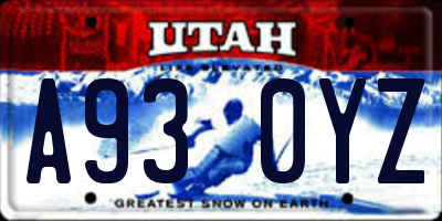 UT license plate A930YZ