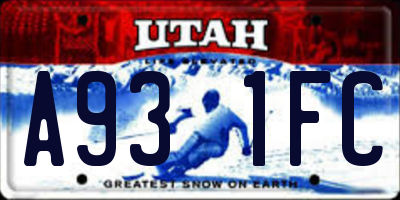 UT license plate A931FC