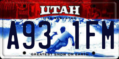 UT license plate A931FM