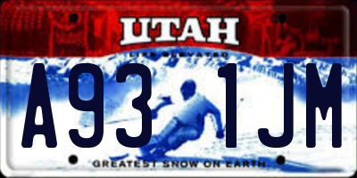 UT license plate A931JM