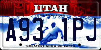 UT license plate A931PJ