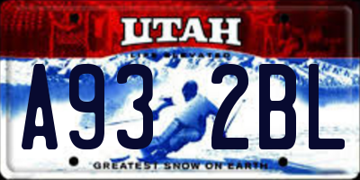 UT license plate A932BL