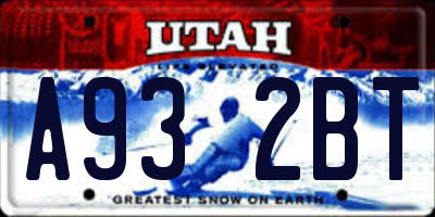 UT license plate A932BT