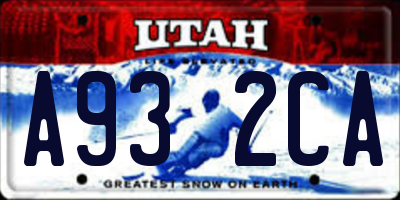 UT license plate A932CA