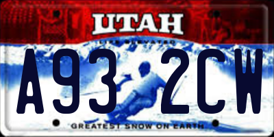 UT license plate A932CW
