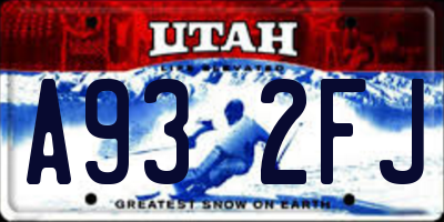 UT license plate A932FJ