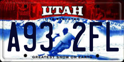 UT license plate A932FL