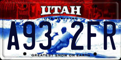 UT license plate A932FR