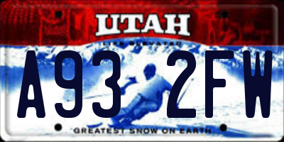 UT license plate A932FW
