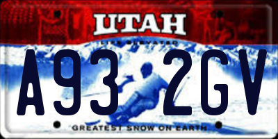 UT license plate A932GV