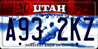 UT license plate A932KZ