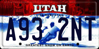 UT license plate A932NT