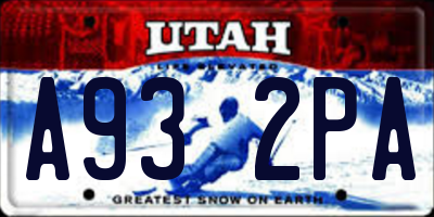 UT license plate A932PA