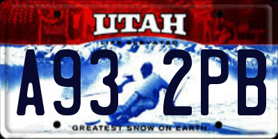 UT license plate A932PB
