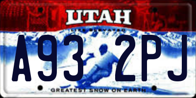 UT license plate A932PJ