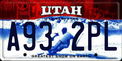 UT license plate A932PL