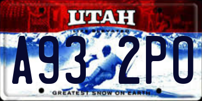 UT license plate A932PO