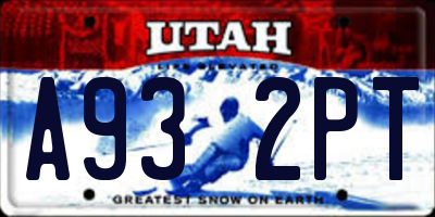UT license plate A932PT