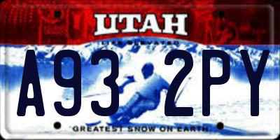 UT license plate A932PY