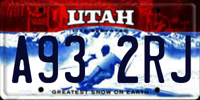 UT license plate A932RJ