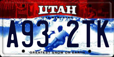 UT license plate A932TK