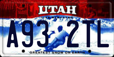 UT license plate A932TL
