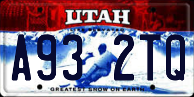 UT license plate A932TQ