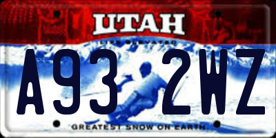 UT license plate A932WZ