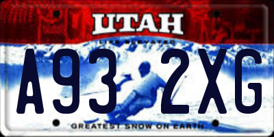UT license plate A932XG