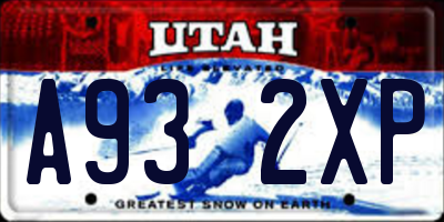UT license plate A932XP