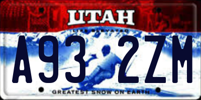 UT license plate A932ZM
