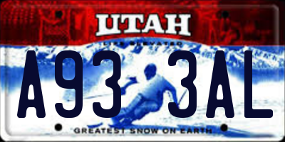 UT license plate A933AL