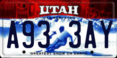 UT license plate A933AY