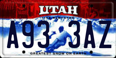 UT license plate A933AZ