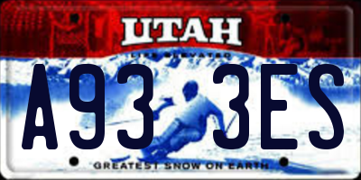UT license plate A933ES