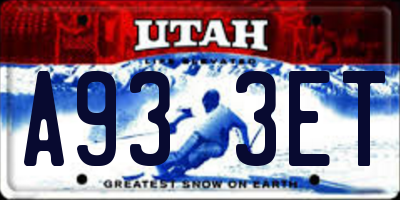 UT license plate A933ET