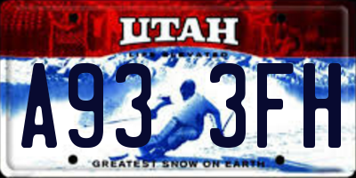 UT license plate A933FH