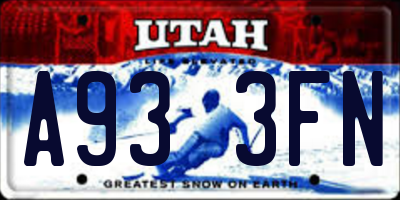 UT license plate A933FN