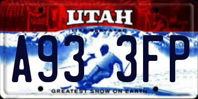 UT license plate A933FP