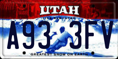 UT license plate A933FV