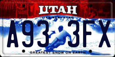 UT license plate A933FX